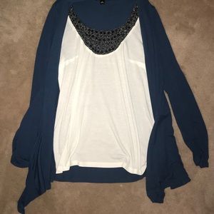 AB Studio blouse with attached cardi